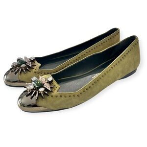 Brand New Ivy Kirzhner Bejewelled Sued Flats